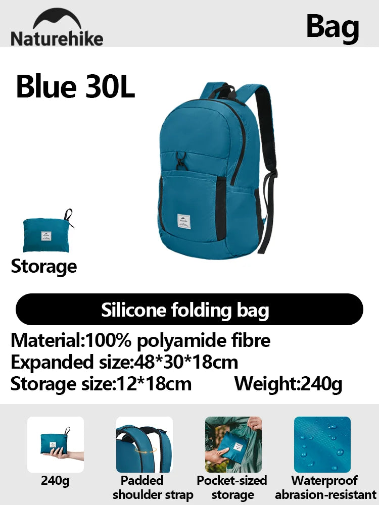 Naturehike New Camping Backpack 30L Large Capacity Portable Foldable Waterproof Shoulder Bag Outdoor Travel Hiking Picnic Bag