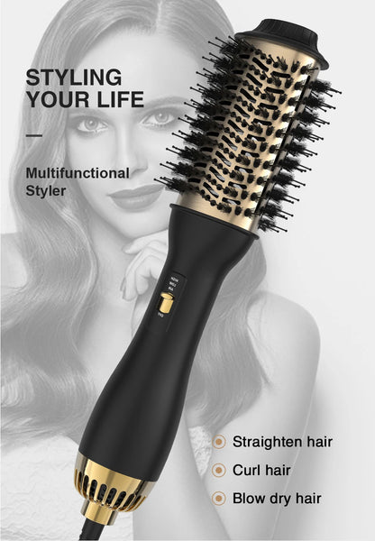 LISAPRO Elegant Black Gold Hair Blow Dryer Brush and Volumizer& One-Step Hot Air Brush 2.0 for Drying&Straightening,&Volumizing