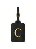 PU Leather Luggage Tag for Travel - Durable Suitcase ID Tag with Privacy Cover & Name Card Slot (A-Z) liu