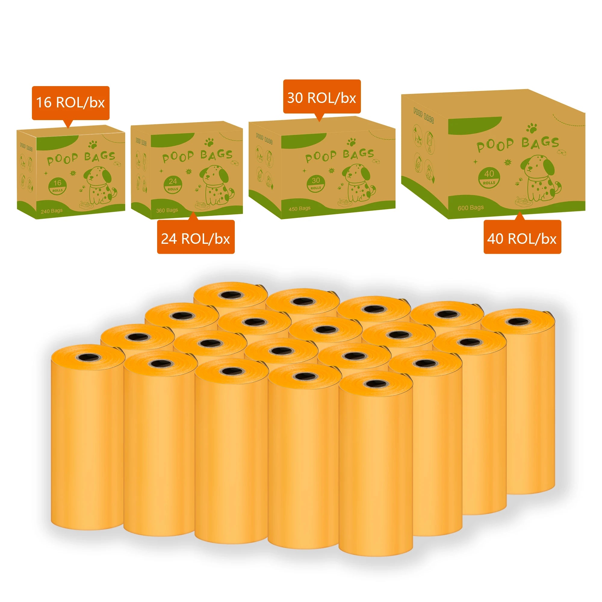 EPI photodegradable pet poop bags Orange scented dog poo bag pet cleaning supplies dispenser gift