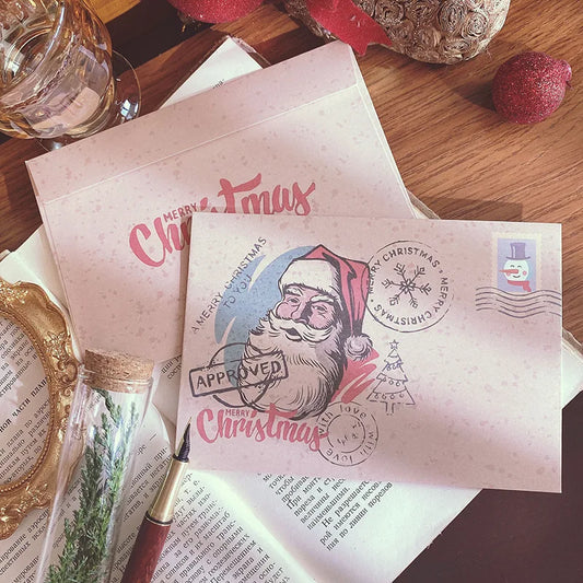 5pcs Vintage Christmas Envelope，Christmas Gift Card Envelope For Blessing Message Cards, Gratitude Cards, Handwritten Letters