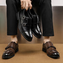 Italian Men's Brogue Shoes Brown Low Cut Commuting Business Casual Shoes Men's Banquet Leather Shoes Soft Sole Big Size：38-48