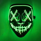 Artigos para Festa de Halloween 2026: Máscara LED Luminosa Estilo "Uma Noite de Crime" (Purge) com Luz Neon EL Sem Fio – Máscara de Rosto Inteiro para Cosplay Adulto (Brilha no Escuro)