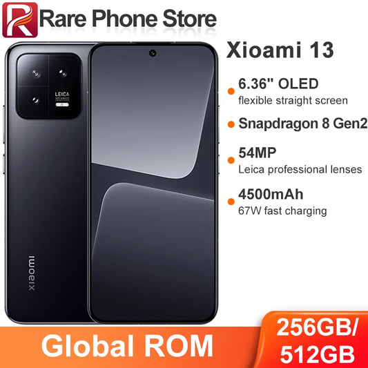 CN Global ROM Xiaomi Mi 13 256GB/512GB 54MP+32MP Camera Snapdragon 8 Gen 2 6.36” OLED Screen 67W Fast Charging 4500mAh Battery