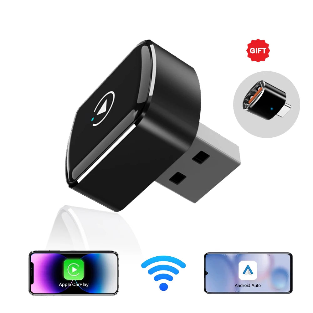 Wireless 2IN1 CarPlay Android Auto Wireless Supermini Box Adapter Plug And Play Dongle Bluetooth WiFi Fast Connect