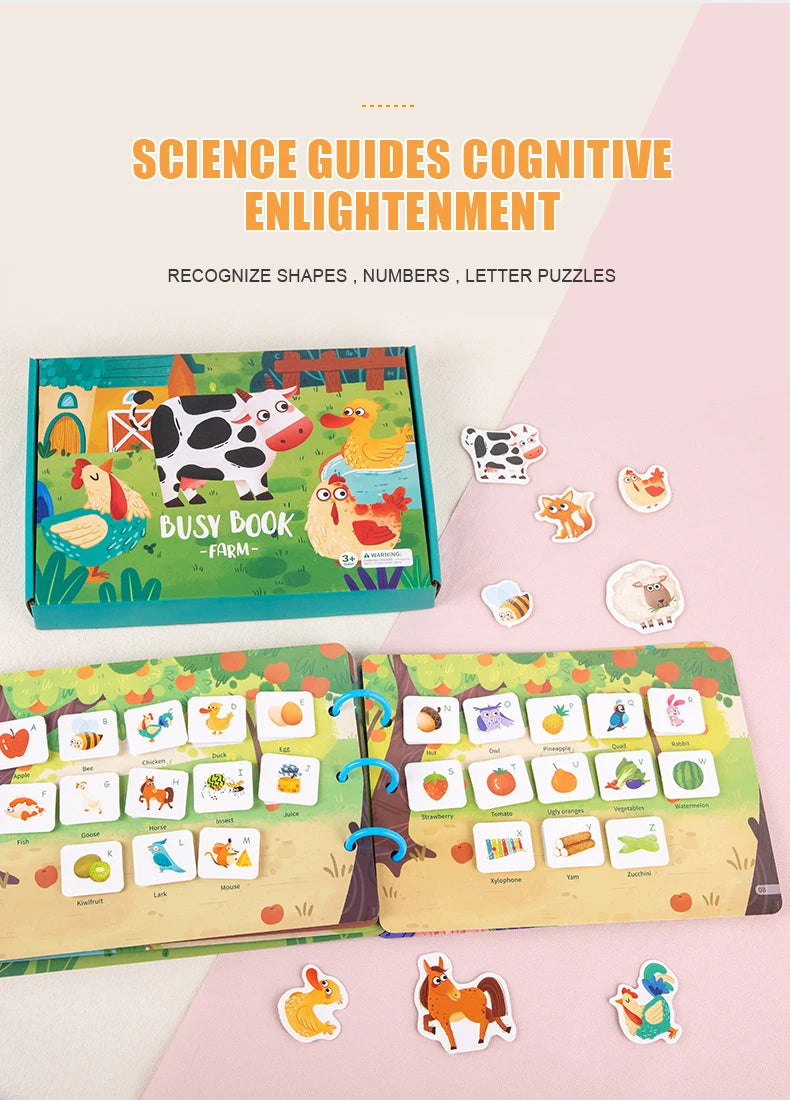 Montessori Busy Book for Kids Sticker Quiet Book Baby Early Educational Toy toddlers Matching Puzzles Game Learning Toys Gifts