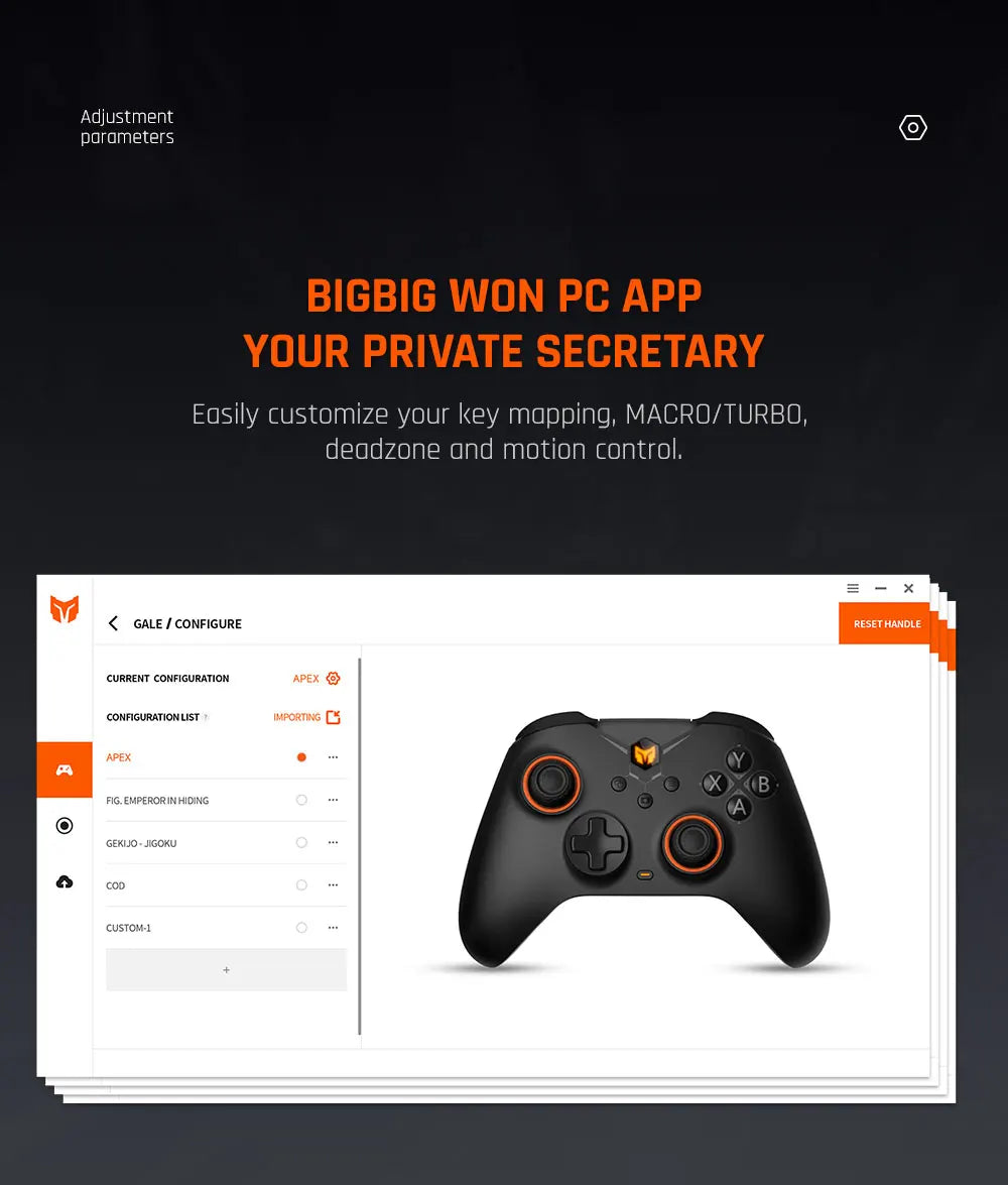 BIGBIG WON Gale 2024 New Wireless Gaming Controller Hall Version Gamepad for Nintendo Switch/PC/iOS/Android with Charging Dock