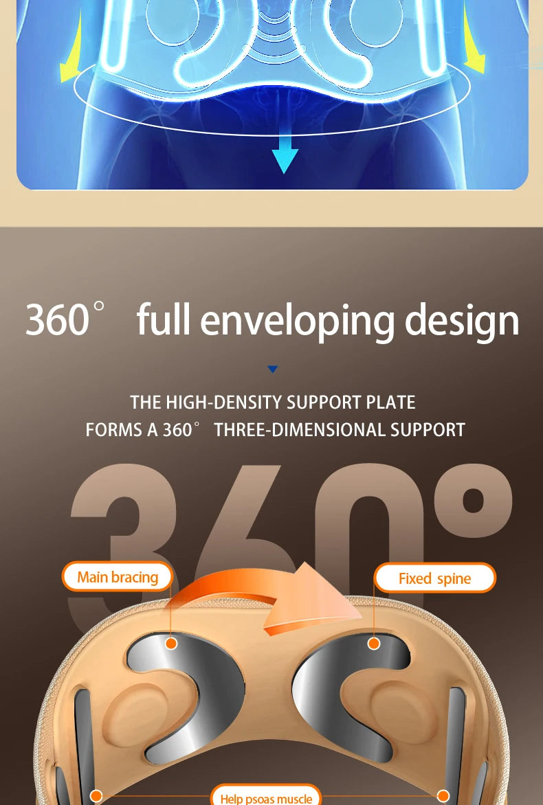 Cinturón de soporte lumbar ajustable para salud y bienestar, con percusión muscular, transpirable y protección lumbar, masajeador adelgazante con calor.