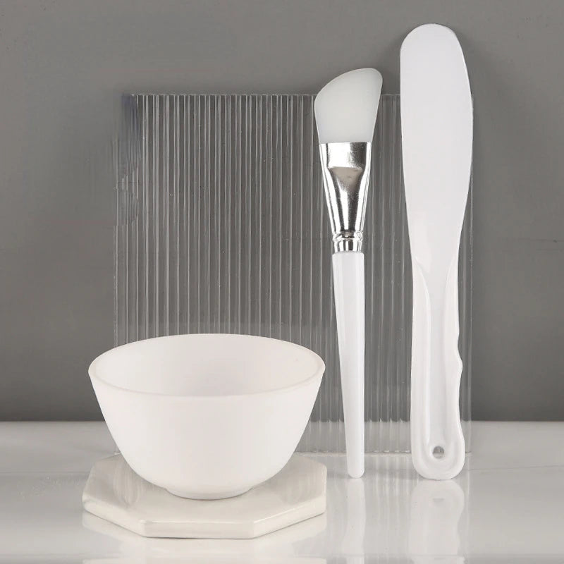 DIY Facial Mask Bowl Brush Set Soft Glue Silicone Home Made Diaphragm Bowl Spa Beauty Makeup Skin Care Tools 3Pcs Set