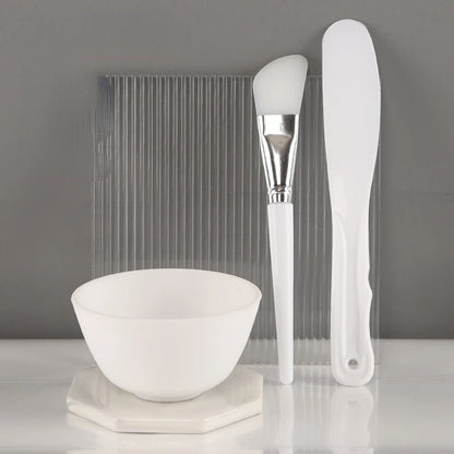 DIY Facial Mask Bowl Brush Set Soft Glue Silicone Home Made Diaphragm Bowl Spa Beauty Makeup Skin Care Tools 3Pcs Set