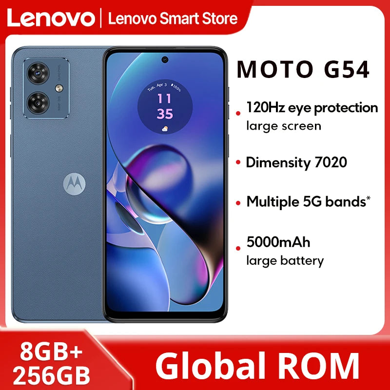 Motorola MOTO G54 Smartphone 5G Global ROM Original Dimensity 7020 8GB 256GB 50MP camera 6.5-inch 120Hz LCD Display Cellphone