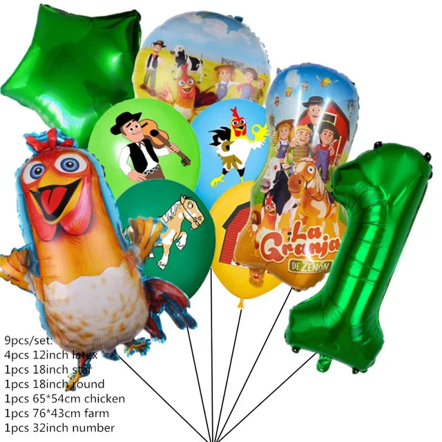 La Granja Zenon Farm Birthday Party Decoration, Paper Plates, Cup, Napkin, Tablecloth, Balloon, Hanging Swirls, Banner, Birthday 