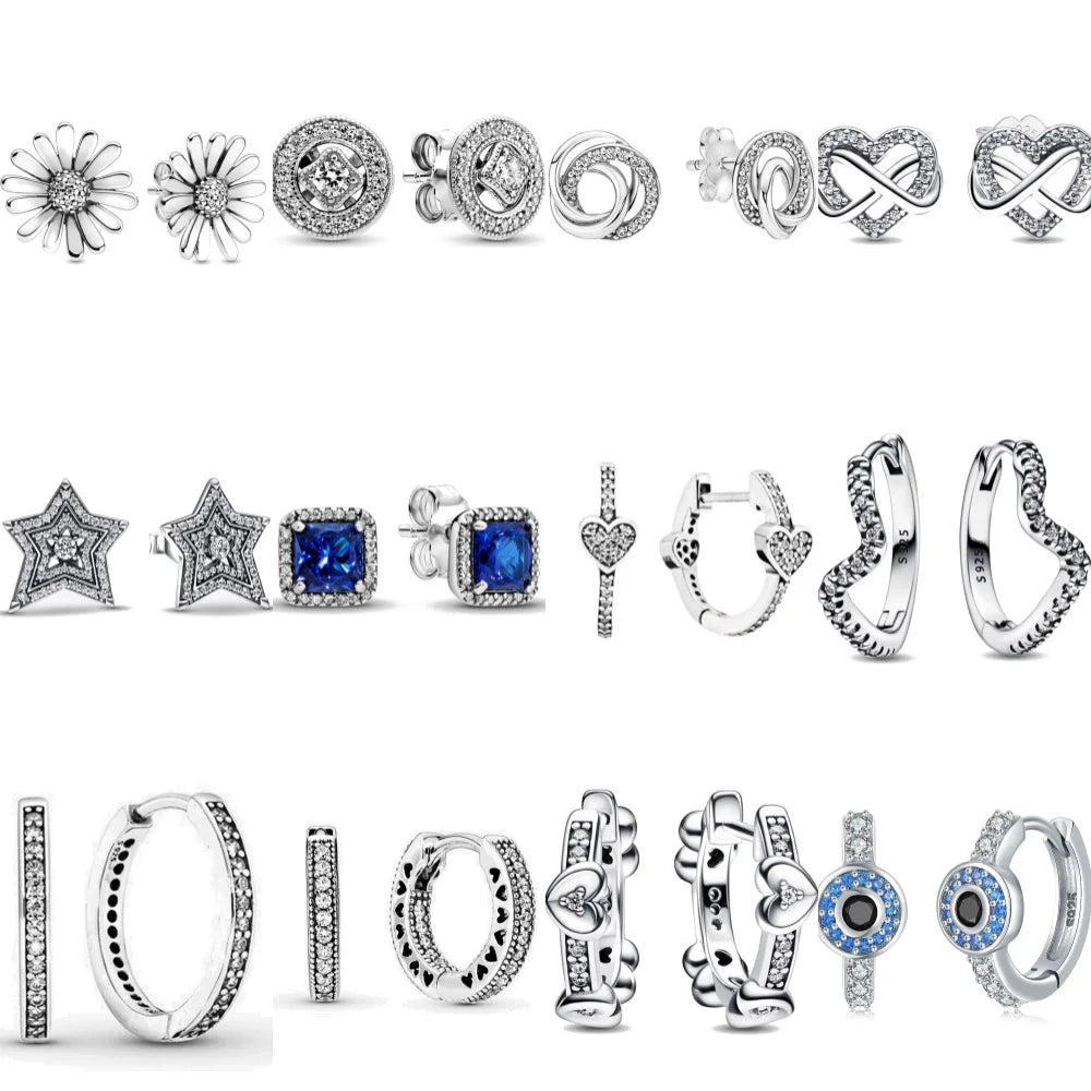 Onda brincos de argola para mulheres, 925 encantos de prata, se Fits original pandora, presente da jóia diy, venda quente, novo, 2024