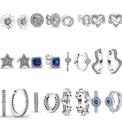Onda brincos de argola para mulheres, 925 encantos de prata, se Fits original pandora, presente da jóia diy, venda quente, novo, 2024