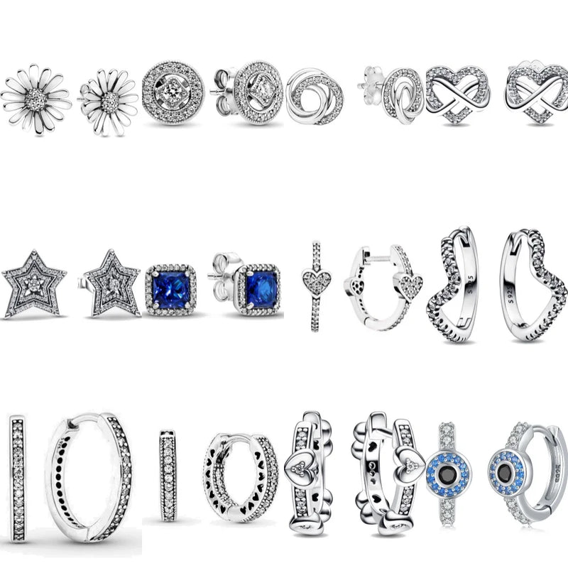 Wave Hoop Earrings for Women,925 Silver Charms,Fits Original Pandora,DIY Jewelry Gift,Hot Sale,New,2024 