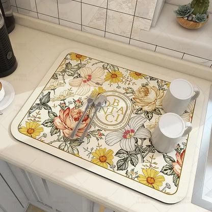 Super antiderrapante grande cozinha absorvente drenagem esteira super absorvente drenagem prato de café secagem rápida banheiro drenagem almofada