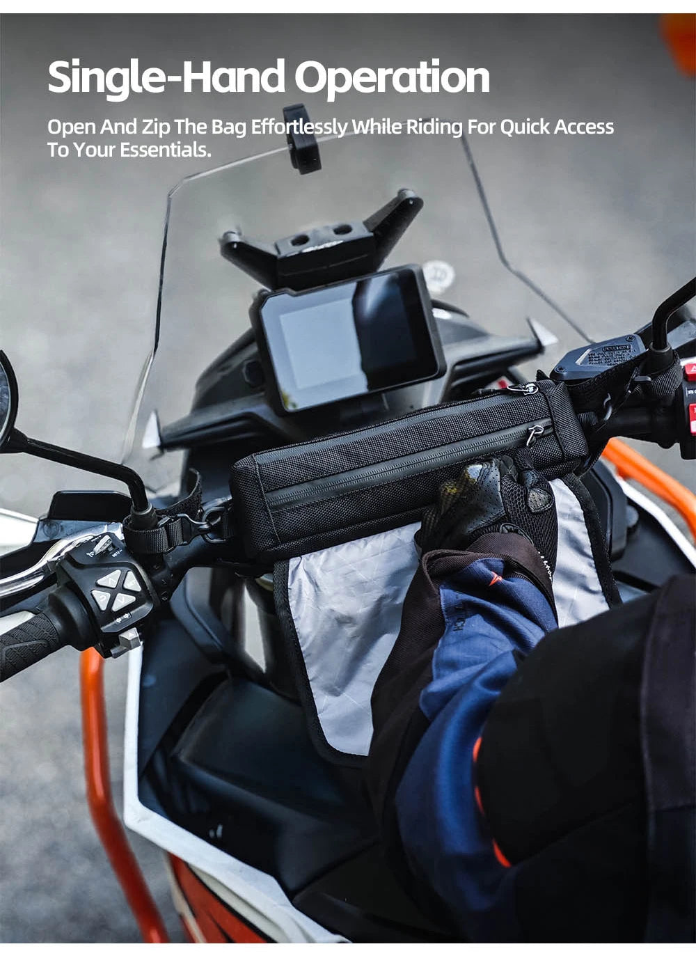 Rhinowalk Motorcycle Handlebar Bag Waterproof Universal Storage Bag Travel Motor Accessory For BMW1250ADV KTM890 CF450 Kawasaki