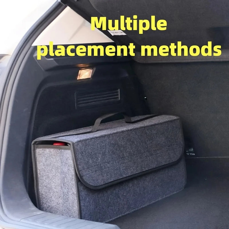 Gray Anti Slip Car Trunk Organizer Bag Multi Compartment Soft Felt Storage Box for Boot Tools & Auto Accessories