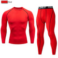 Traje deportivo de compresión para hombre, conjunto deportivo ajustado de yoga, entrenamiento en gimnasio, jogging, ropa deportiva MMA, pantalones de entrenamiento, traje deportivo (2 piezas) 