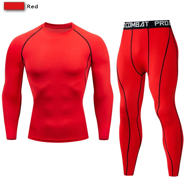 Traje deportivo de compresión para hombre, conjunto deportivo ajustado de yoga, entrenamiento en gimnasio, jogging, ropa deportiva MMA, pantalones de entrenamiento, traje deportivo (2 piezas) 