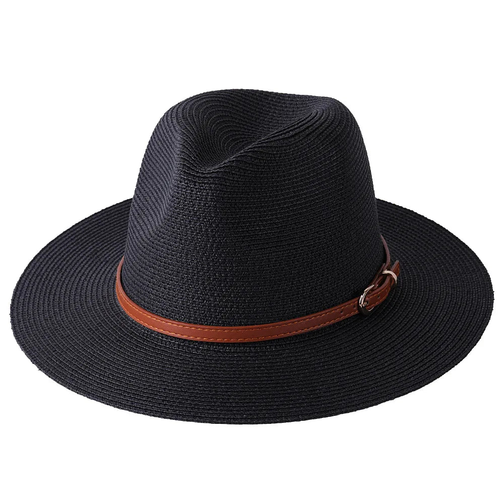 56-58-59-60CM New Natural Panama Soft Shaped Straw Hat Summer Women's/Men's Wide Brim Beach Sun Cap UV Protection Fedora Hat