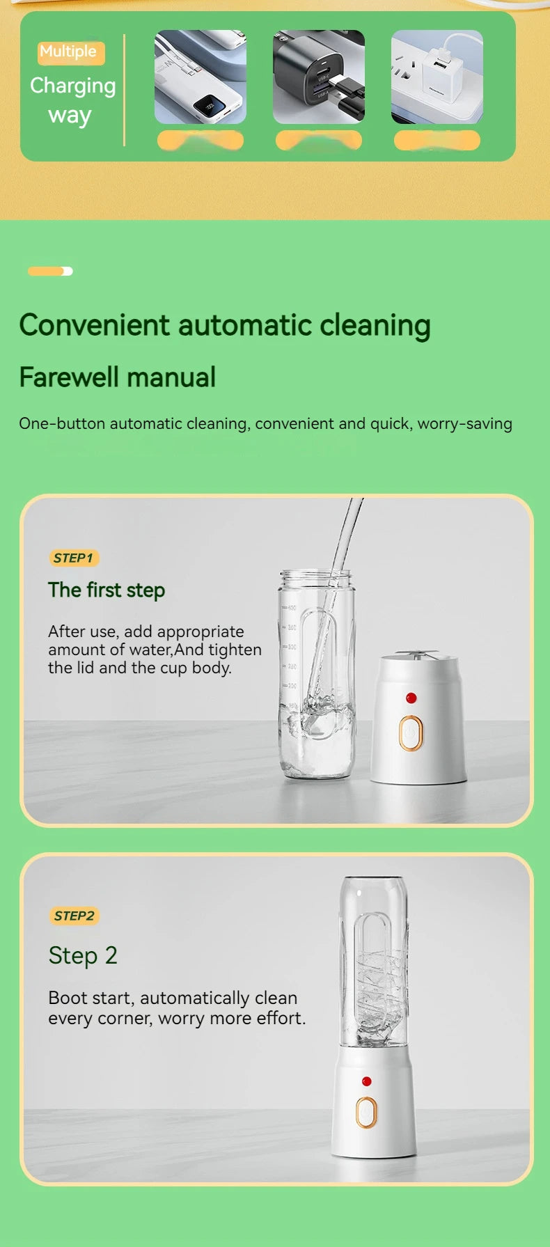 New Portable Automatic Juice Press Fruit Juice Blender USB Rechargeable Wireles Mini Juice Press Kitchen Tools Baby Food Blender