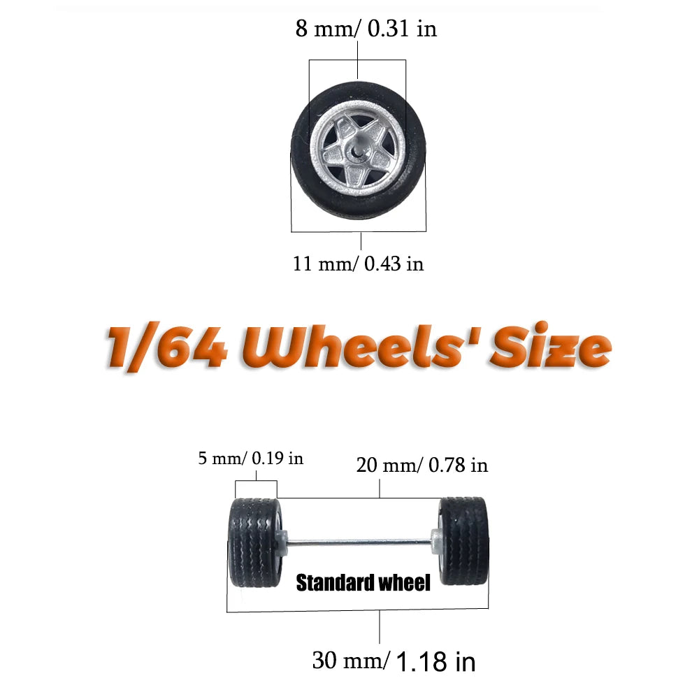 1/64 Wheels Tires Navy Blue set for VDiecast Model Cars Collection Toy for Hot Wheels Hobby Modified Parts 5 set/pack