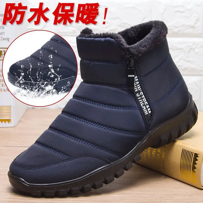 Men's Double Zipper Snow Boots Waterproof Shoes Fishing Rain Boots Winter Footwear 