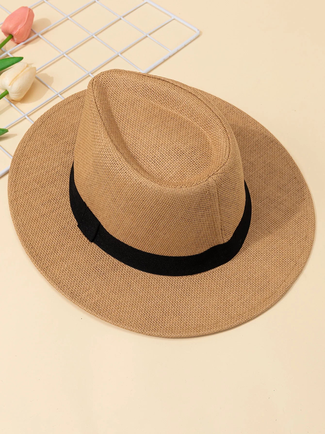 Hat, male, summer vacation, beach hat, English style, wide-brimmed sun hat, sun-shading hat, Panama straw hat, female