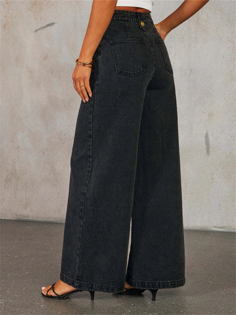 Streetwear Denim 2 Piece Sets Women Outfit Summer Clothes Women 2025 Sleeveless Vest Top Wide Leg Pants Sets Jeans Two Piece Set