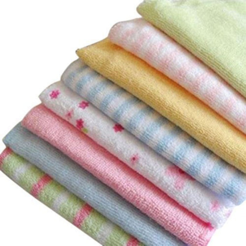 8PCS Baby Washcloths Set, Soft Absorbent Organic Cotton Washable Saliva Towel Face Wipes, Newborn Bath Face Towel Random Color