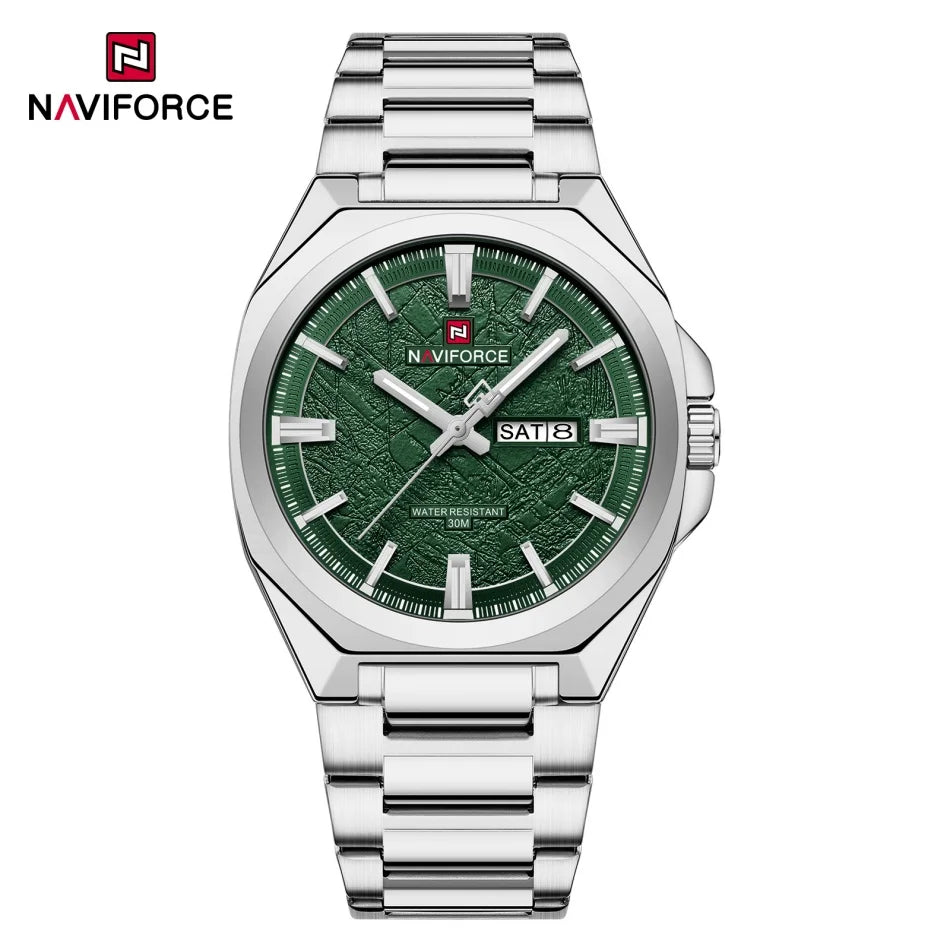 New Style NAVIFORCE Men's Wrist Watch 3ATM Waterproof Stainless Steel Band Luminous Pointer Display Luxury Boys Watches Gifts