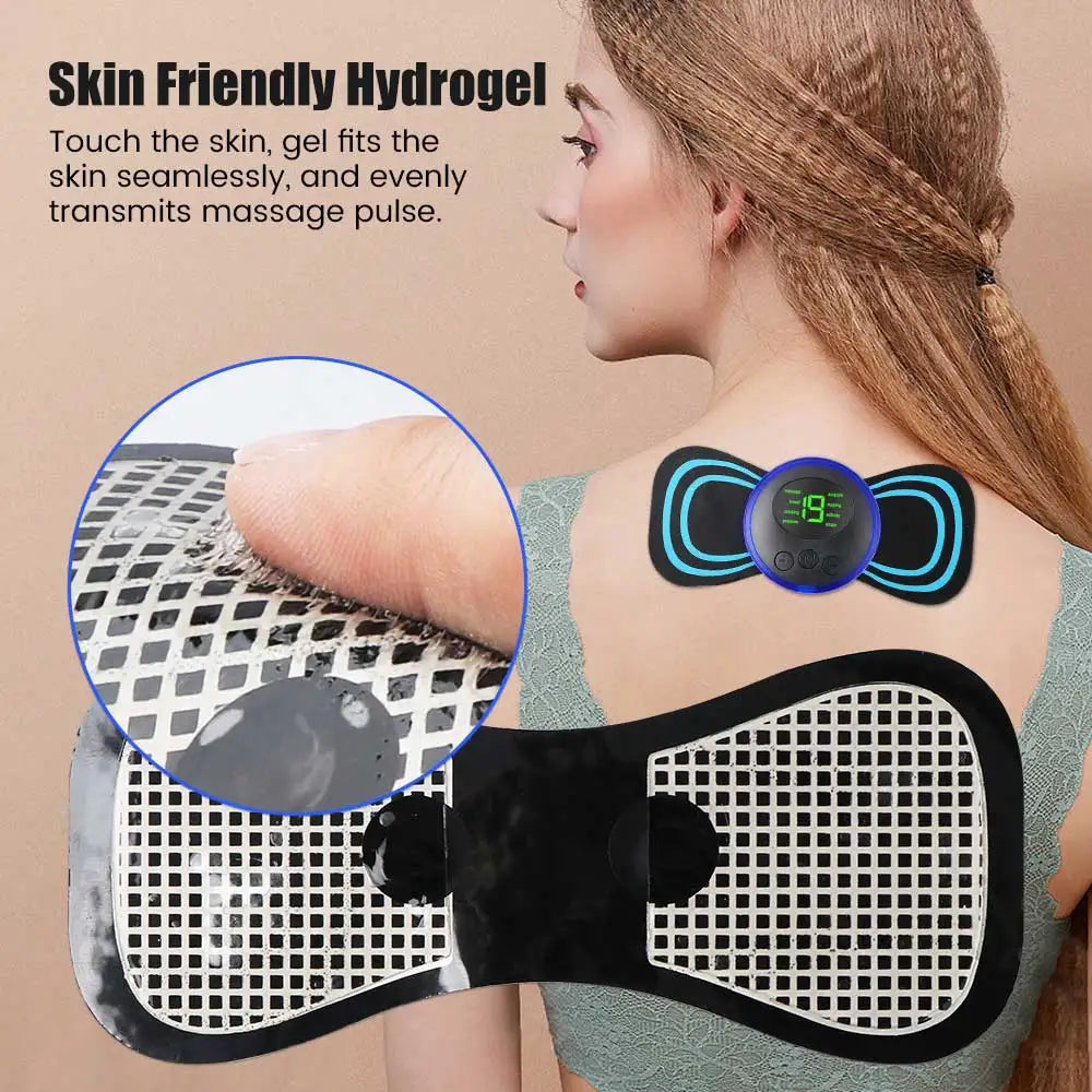 Mini masajeador cervical portátil EMS, camilla eléctrica para aliviar el dolor cervical y relajar los hombros.
