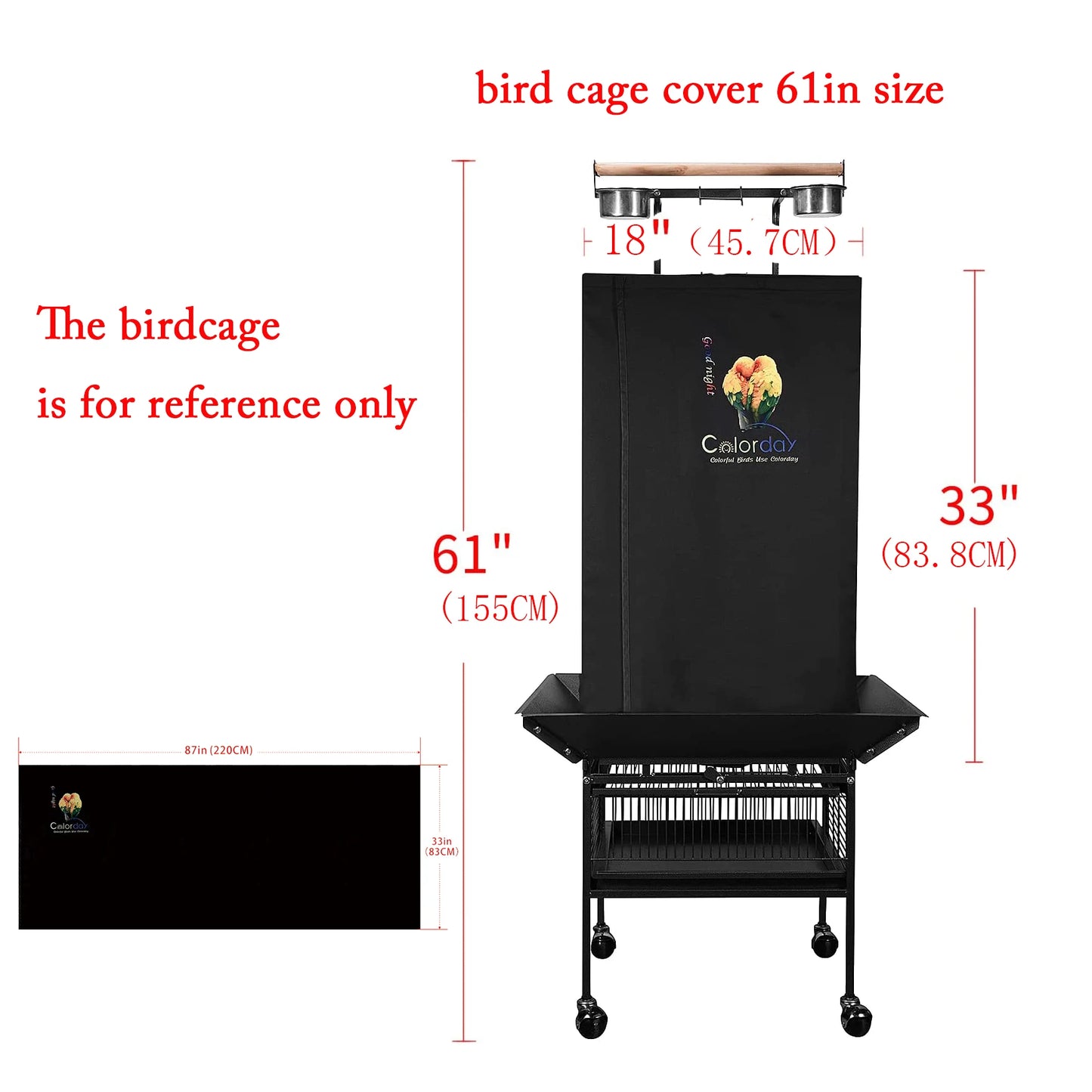 Black Bird Cage Shading Cover, Large Universal, Blackout, Breathable Parrot Cage, Good Night Covers