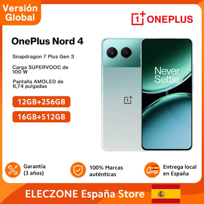 Versión global OnePlus Nord 4 5G Smartphone Snapdragon 7 Plus Gen 3 100W SUPERVOOC Batería 5500mAh Cámara principal de 50MP Pantalla de 120Hz