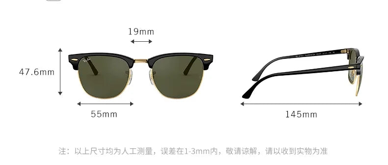 Rayban original Clubmaster 3016 Classic Square Sunglasses with Glass lenses in box