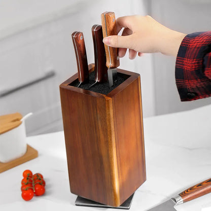 Magnetic Rotating Wood Knife Holder  360° Rotatable Knife Block For  Kitchen Knives Storage With Anti Slip Pad Wood Knife Board