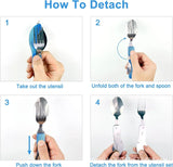 Vajilla multifuncional 7 en 1 para exteriores, herramientas de supervivencia, tenedor plegable de acero inoxidable, cuchara, cuchillo, vajilla para Picnic y acampada