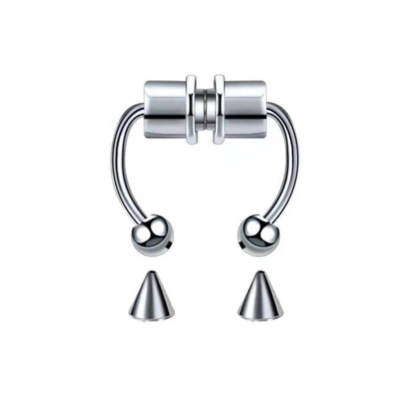 Fake Nose Ring Hoop Septum Non-Piercing Nose Clip Rock Hip Hop Stainless Steel Magnet Fashion Punk Women Body Jewelry