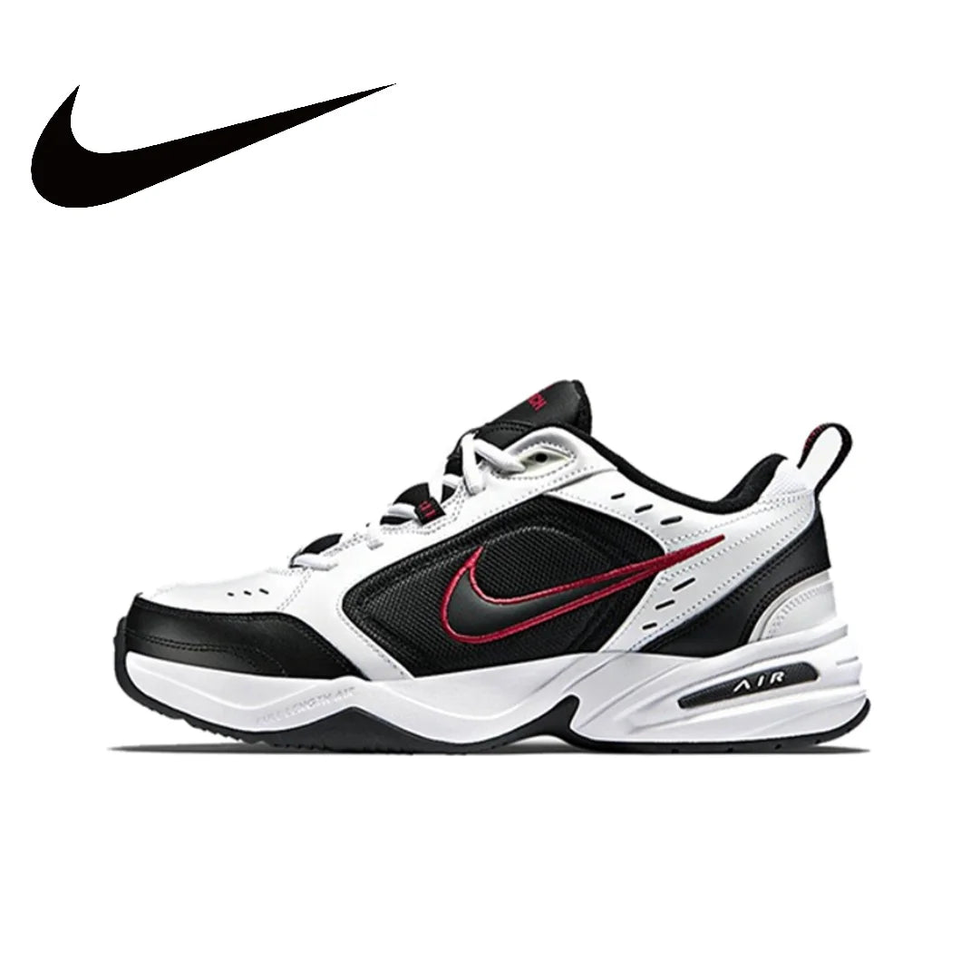 Zapatillas Nike Air Monarch 4 Low para hombre y mujer, clásicas, retro, informales, cómodas y acolchadas, blancas y plateadas.