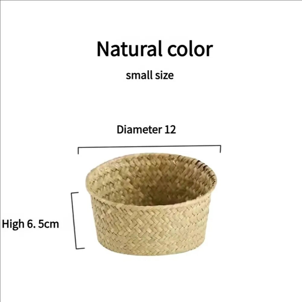 Imitation Rattan Rattan Storage Baskets Sundries Organizer Home Desktop Decoration Kitchen Storage Basket Vegetable Fruit
