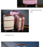 Rolling Luggage Set Women's Fashion Combination Lock Travel Suitcase Set Universal Cosmetic Bag Retro 2-Piece Trolley Luggage Set