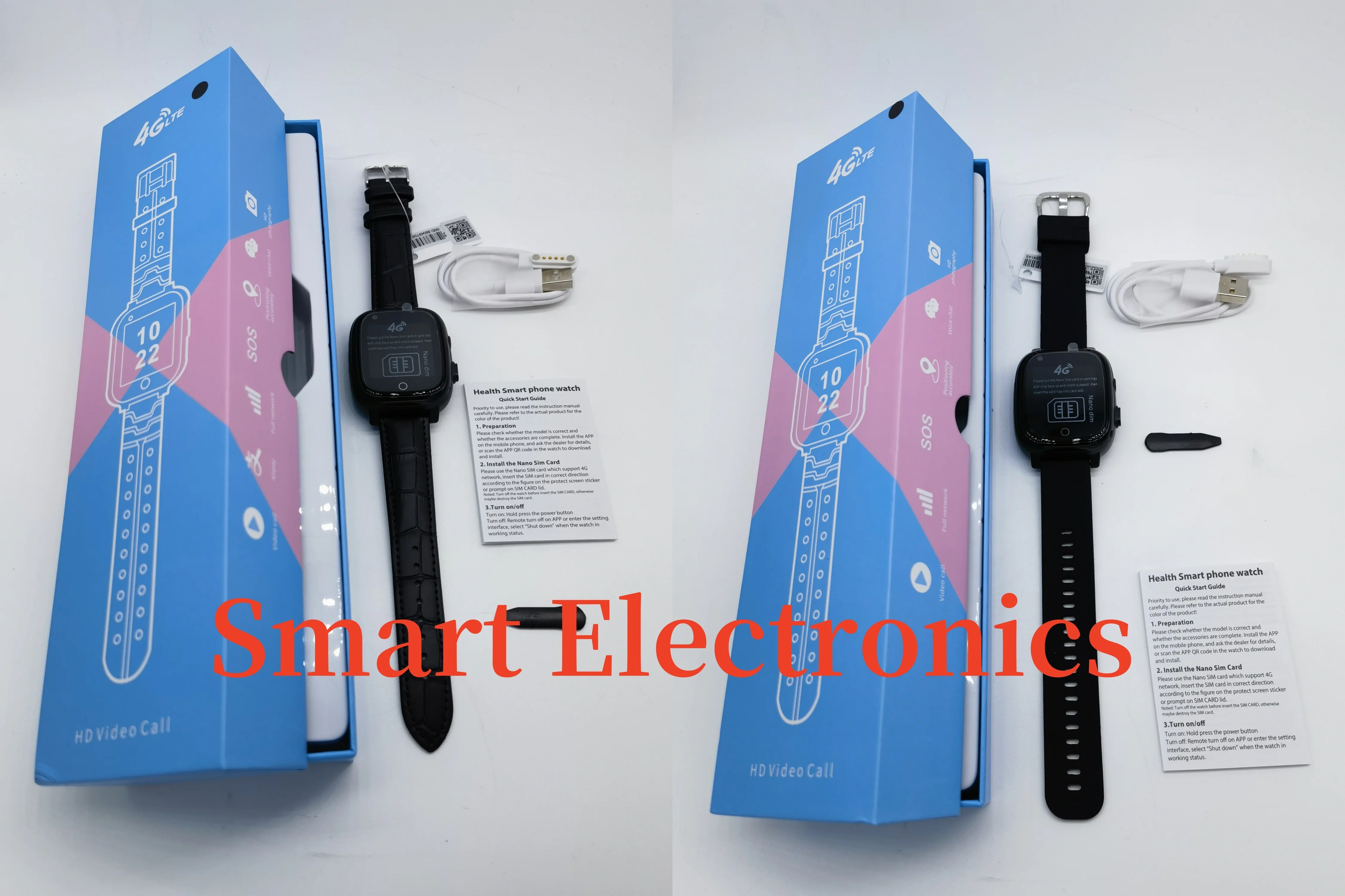 Smart Watch for Elderly Fall Detection GPS Positioning 4G SIM Card SOS Phone Call Heart Rate T
