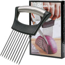 Food Slicing Assistant Kitchen Cutting Tool Durable Onion Cutting Stand with Comfort Handle Stainless Steel Onion Needle Kitchen