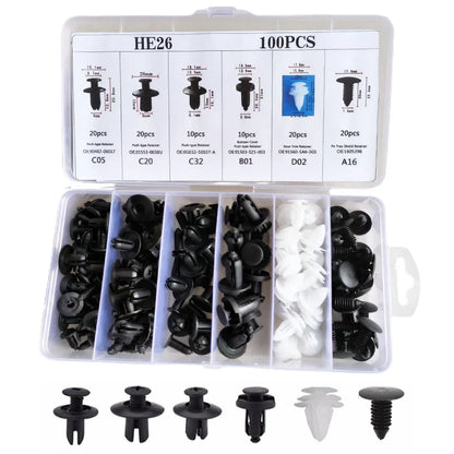 Clip de sujeción para guardabarros de coche, pasador de retención, remache, parachoques para panel de puerta, kit de sujeción, bolsa/caja, 50/100 piezas