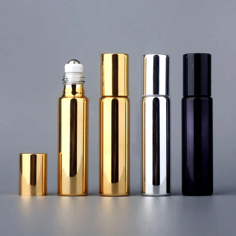 5/10ml UV Glass Stainless Steel Beads Essential Oil Roll-on Glass Bottle Eye Cream Massage Application Sample 1pc