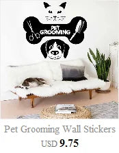 Pet Dog Grooming Wall Stickers Animal SPA Salon Shop Window Glass Decor Vinyl Wall Decals Home Pet Room Dress Up Stickers