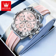 Relógio feminino de Olevs de luxo pulseira de silicone cronógrafo multifuncional calendário a prova de agua 5618