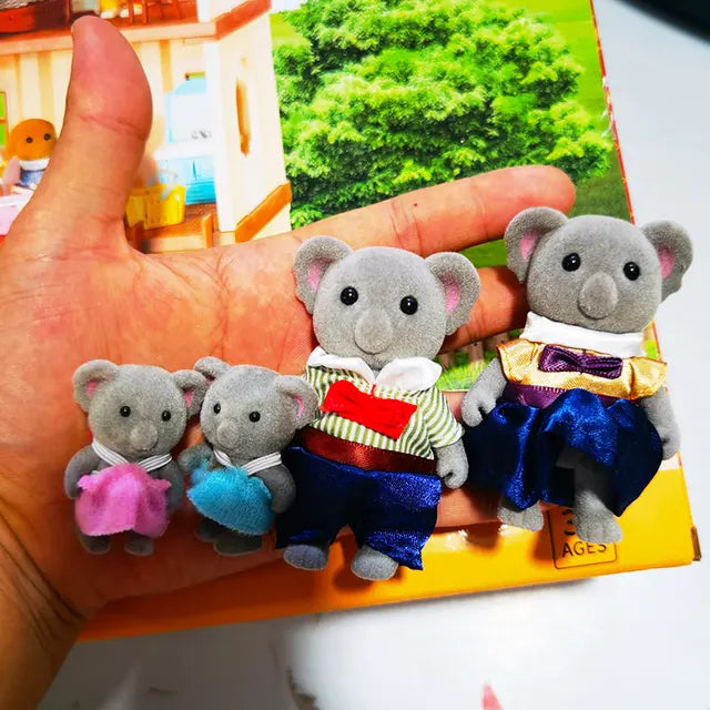 Dollhouse Miniatures Pretend Play for Girl, Easter Bunny, Family Forest Animals, Rabbit, Bear, Reindeer, Accessories Gift, 1:12 Scale 