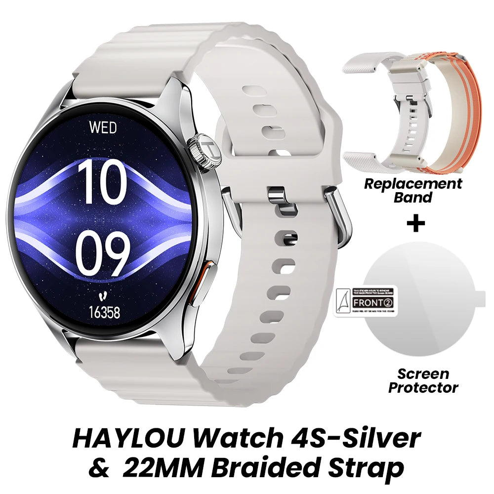 Smartwatch HAYLOU Watch 4S com GPS, tela AMOLED HD de 1,43", posicionamento GPS via 5 satélites e mais de 120 modos de treino – Relógio inteligente para esportes e fitness
